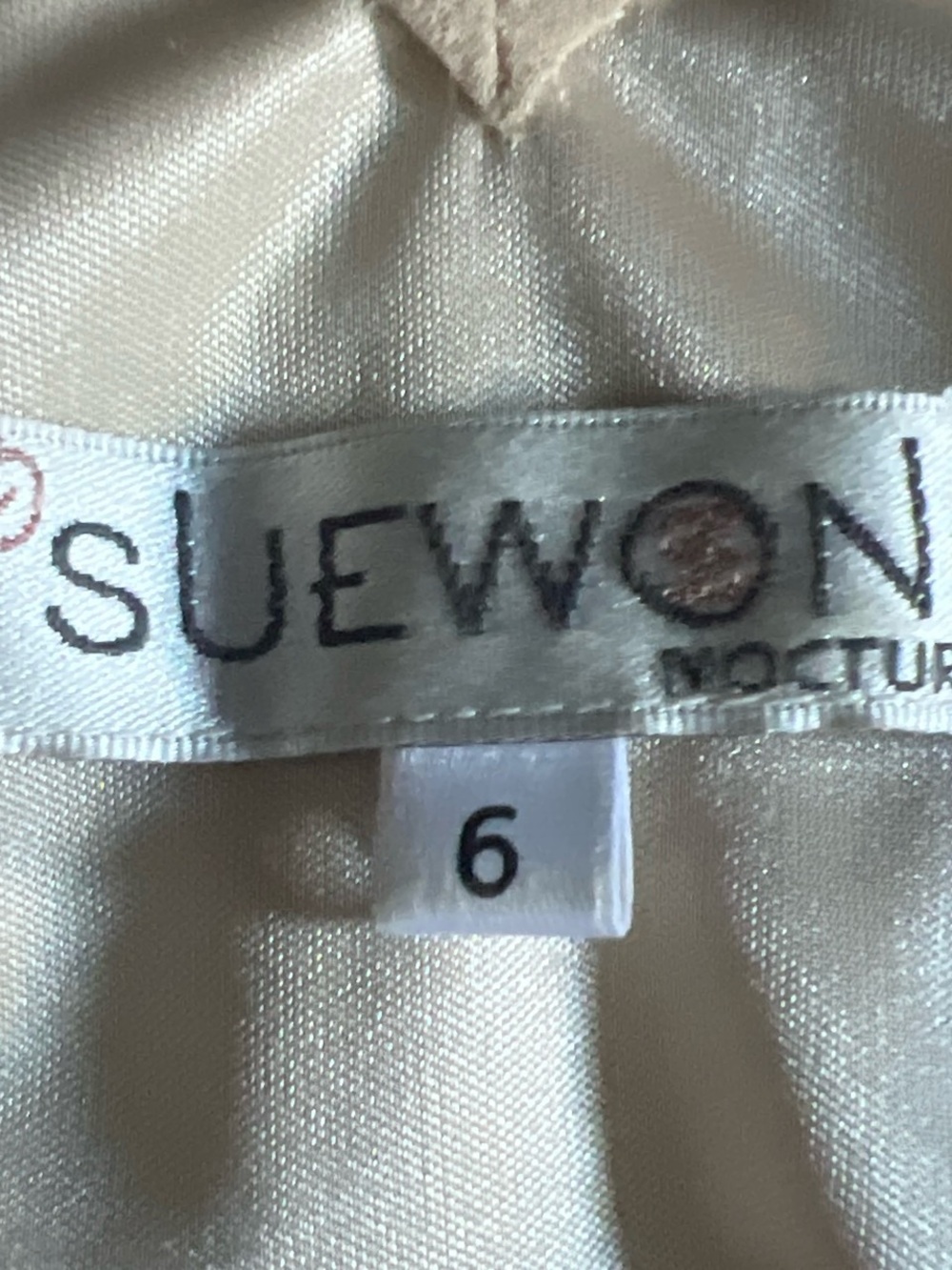 SUEWON NOCTURNE Cream Satin Dress - Size 6